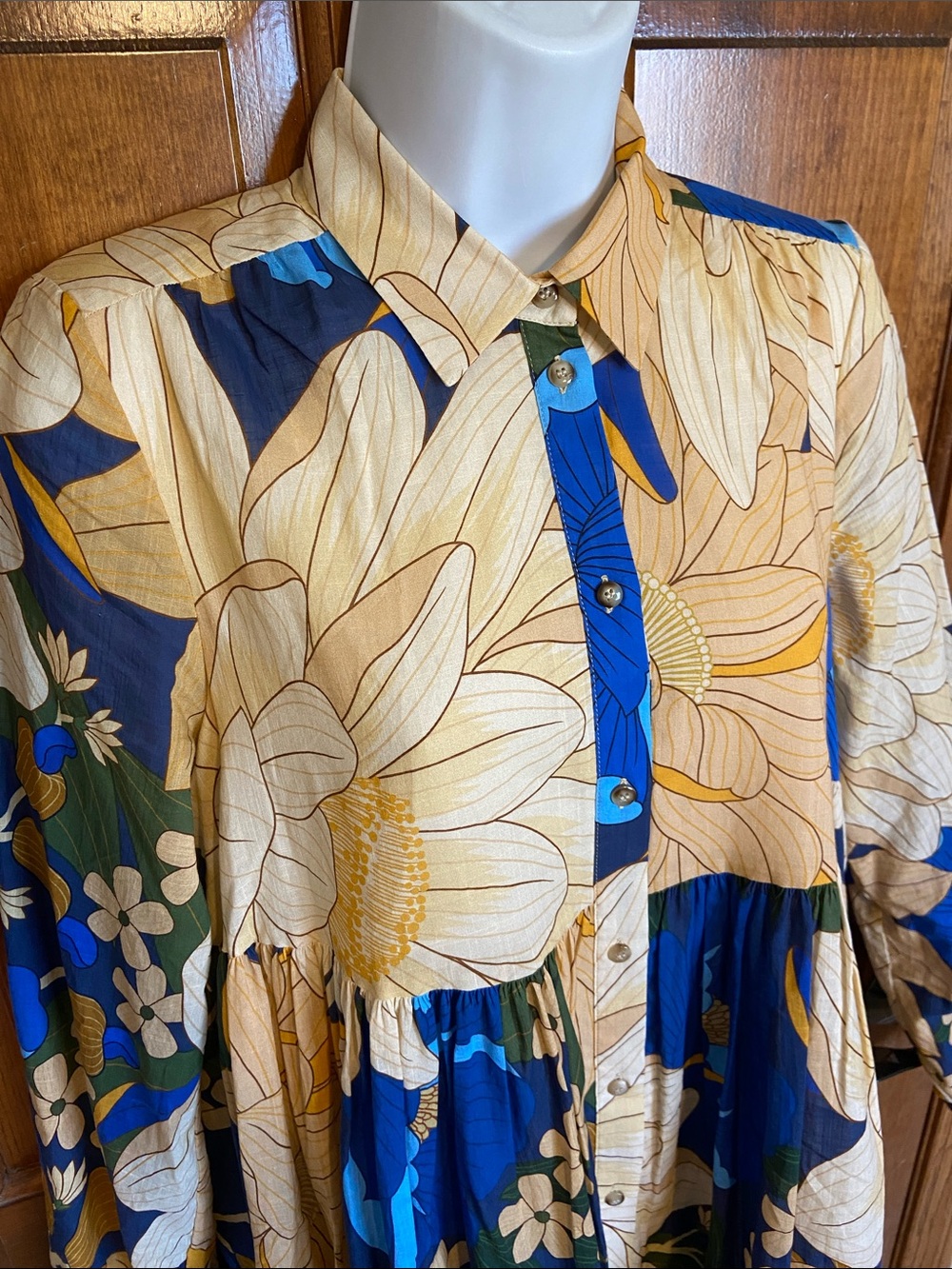 Sézane x Farm Rio Hilma Shirt Dress "Floral Mandacaru" print MIDI Size 2 - Picture 6 of 14